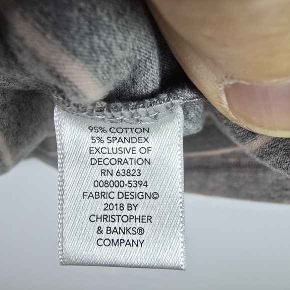 NWOT Christopher&Banks Christmas Sequin Flamingo 3/4 Sleeve Grey & Pink Stripe S - Picture 8 of 9